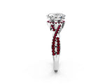 White gold Oval Cut Diamond with Garnet side stone Halo Twist Band Solitaire Prong Setting Ring_27