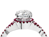 White gold Oval Cut Diamond with Garnet side stone Halo Twist Band Solitaire Prong Setting Ring_29