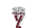 White gold Oval Cut Diamond with Garnet side stone Halo Twist Band Solitaire Prong Setting Ring_30