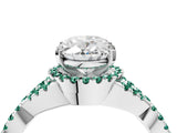 White gold Oval Cut Diamond with Green Sapphire side stone Halo Twist Band Solitaire Prong Setting Ring_16