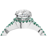 White gold Oval Cut Diamond with Green Sapphire side stone Halo Twist Band Solitaire Prong Setting Ring_40
