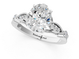 White gold Oval Cut Diamond with Milgrain Marquise and Bezel Accents on a Solitaire Band with Prong Setting_254