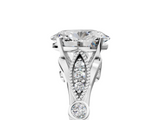 White gold Oval Cut Diamond with Milgrain Marquise and Bezel Accents on a Solitaire Band with Prong Setting_258