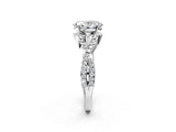 White gold Oval Cut Diamond with Moissanite side stone Halo Twist Band Solitaire Prong Setting Ring_14