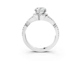White gold Oval Cut Diamond with Moissanite side stone Halo Twist Band Solitaire Prong Setting Ring_15