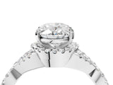 White gold Oval Cut Diamond with Moissanite side stone Halo Twist Band Solitaire Prong Setting Ring_16