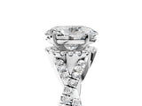 White gold Oval Cut Diamond with Moissanite side stone Halo Twist Band Solitaire Prong Setting Ring_17