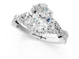 White gold Oval Cut Diamond with Moissanite side stone Halo Twist Band Solitaire Prong Setting Ring_37
