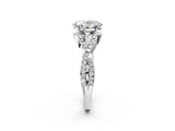 White gold Oval Cut Diamond with Moissanite side stone Halo Twist Band Solitaire Prong Setting Ring_38