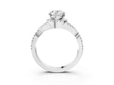 White gold Oval Cut Diamond with Moissanite side stone Halo Twist Band Solitaire Prong Setting Ring_39
