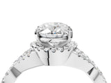 White gold Oval Cut Diamond with Moissanite side stone Halo Twist Band Solitaire Prong Setting Ring_40