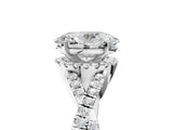 White gold Oval Cut Diamond with Moissanite side stone Halo Twist Band Solitaire Prong Setting Ring_41