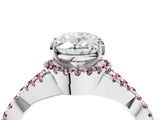 White gold Oval Cut Diamond with Morganite side stone Halo Twist Band Solitaire Prong Setting Ring_16