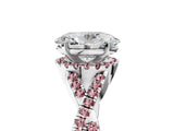 White gold Oval Cut Diamond with Morganite side stone Halo Twist Band Solitaire Prong Setting Ring_17