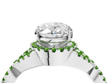 White gold Oval Cut Diamond with Peridot side stone Halo Twist Band Solitaire Prong Setting Ring_16