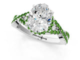 White gold Oval Cut Diamond with Peridot side stone Halo Twist Band Solitaire Prong Setting Ring_25