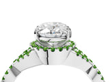 White gold Oval Cut Diamond with Peridot side stone Halo Twist Band Solitaire Prong Setting Ring_28