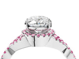 White gold Oval Cut Diamond with Pink Sapphire side stone Halo Twist Band Solitaire Prong Setting Ring_41