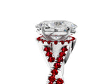 White gold Oval Cut Diamond with Ruby side stone Halo Twist Band Solitaire Prong Setting Ring_17