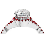 White gold Oval Cut Diamond with Ruby side stone Halo Twist Band Solitaire Prong Setting Ring_40