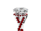 White gold Oval Cut Diamond with Ruby side stone Halo Twist Band Solitaire Prong Setting Ring_41