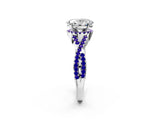 White gold Oval Cut Diamond with Tanzanite side stone Halo Twist Band Solitaire Prong Setting Ring_14