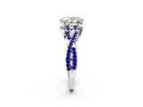 White gold Oval Cut Diamond with Tanzanite side stone Halo Twist Band Solitaire Prong Setting Ring_38