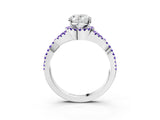 White gold Oval Cut Diamond with Tanzanite side stone Halo Twist Band Solitaire Prong Setting Ring_39