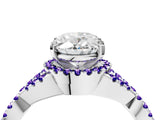 White gold Oval Cut Diamond with Tanzanite side stone Halo Twist Band Solitaire Prong Setting Ring_40