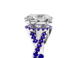 White gold Oval Cut Diamond with Tanzanite side stone Halo Twist Band Solitaire Prong Setting Ring_41