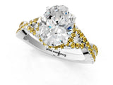White gold Oval Cut Diamond with Yellow Sapphire side stone Halo Twist Band Solitaire Prong Setting Ring_37