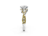 White gold Oval Cut Diamond with Yellow Sapphire side stone Halo Twist Band Solitaire Prong Setting Ring_38