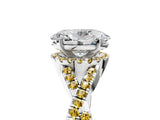 White gold Oval Cut Diamond with Yellow Sapphire side stone Halo Twist Band Solitaire Prong Setting Ring_41