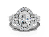 White gold Oval Cut Double Halo Diamond Engagement Ring with Pave Band and Four-Prong Setting_41