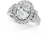 White gold Oval Cut Double Halo Diamond Engagement Ring with Pave Band and Four-Prong Setting_42