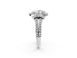White gold Oval Cut Double Halo Diamond Engagement Ring with Pave Band and Four-Prong Setting_43