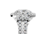 White gold Oval Cut Double Halo Diamond Engagement Ring with Pave Band and Four-Prong Setting_46