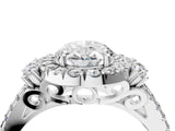 White gold Oval Cut Double Halo Diamond Engagement Ring with Pave Band and Four-Prong Setting_47