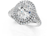 White gold Oval Cut Double Halo Split Shank Diamond Ring with Prong Setting_50