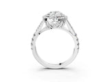White gold Oval Cut Double Halo Split Shank Diamond Ring with Prong Setting_52