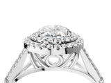 White gold Oval Cut Double Halo Split Shank Diamond Ring with Prong Setting_53