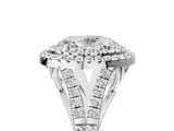 White gold Oval Cut Double Halo Split Shank Diamond Ring with Prong Setting_54