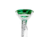 White gold Oval Cut Emerald Engagement Ring with Side Stone Accents and Four-Prong Setting_101