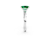 White gold Oval Cut Emerald Engagement Ring with Side Stone Accents and Four-Prong Setting_29