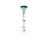 White gold Oval Cut Emerald Engagement Ring with Side Stone Accents and Four-Prong Setting_38