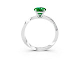 White gold Oval Cut Emerald Engagement Ring with Side Stone Accents and Four-Prong Setting_39