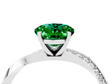 White gold Oval Cut Emerald Engagement Ring with Side Stone Accents and Four-Prong Setting_40