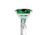 White gold Oval Cut Emerald Engagement Ring with Side Stone Accents and Four-Prong Setting_41