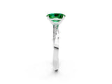 White gold Oval Cut Emerald Engagement Ring with Side Stone Accents and Four-Prong Setting_98