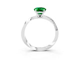 White gold Oval Cut Emerald Engagement Ring with Side Stone Accents and Four-Prong Setting_99